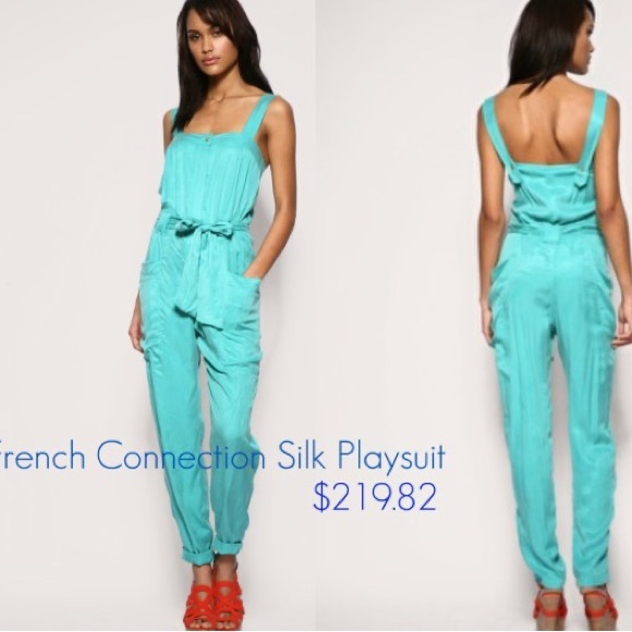 French Connection Pants - French Connection Aqua Silk Jumpsuit playsuit size 8